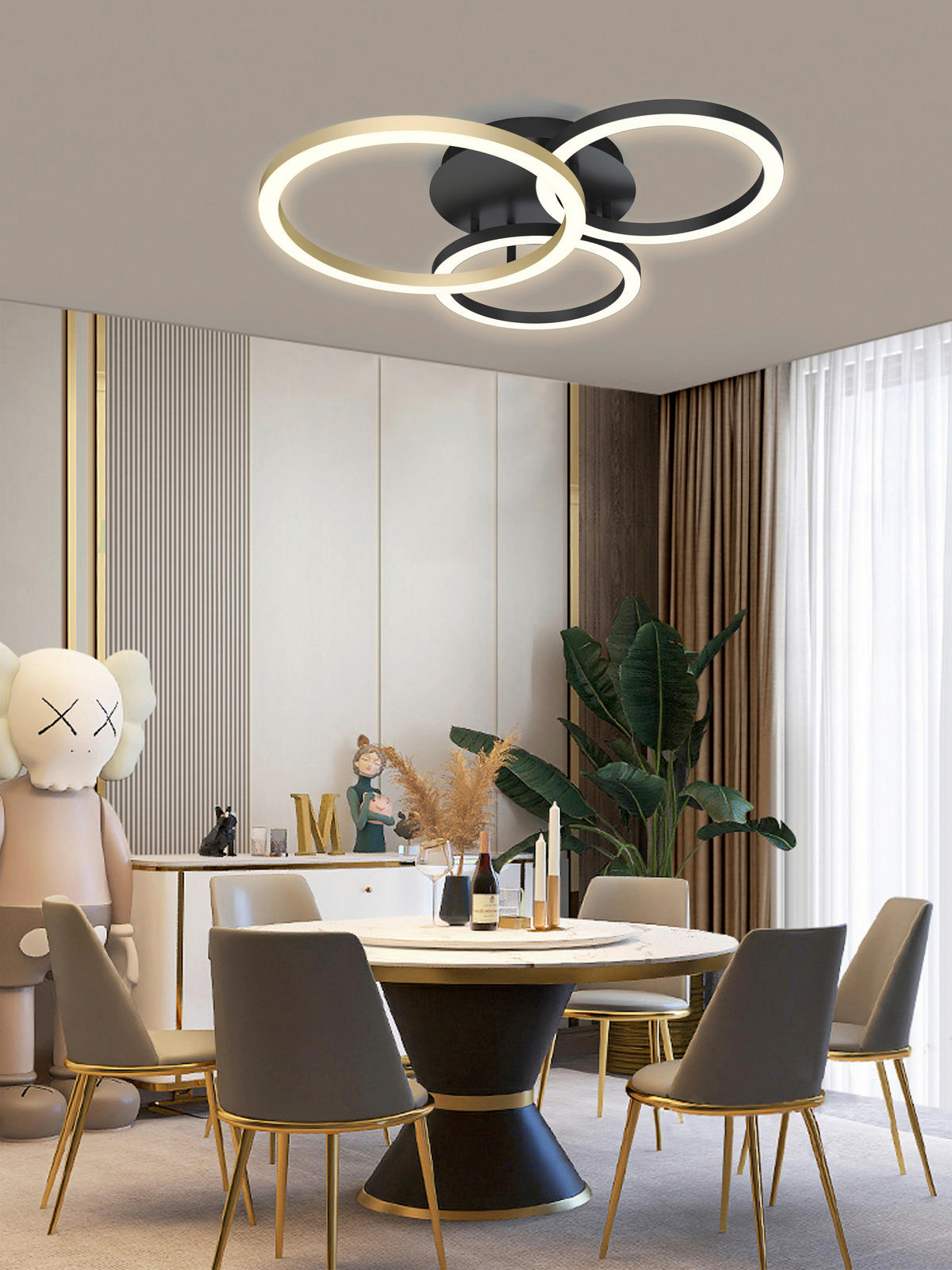 Plafonieră Cu Led    63,5/61,5/13 cm  - auriu/negru, Design, plastic/metal (63,5/61,5/13cm) - Wofi