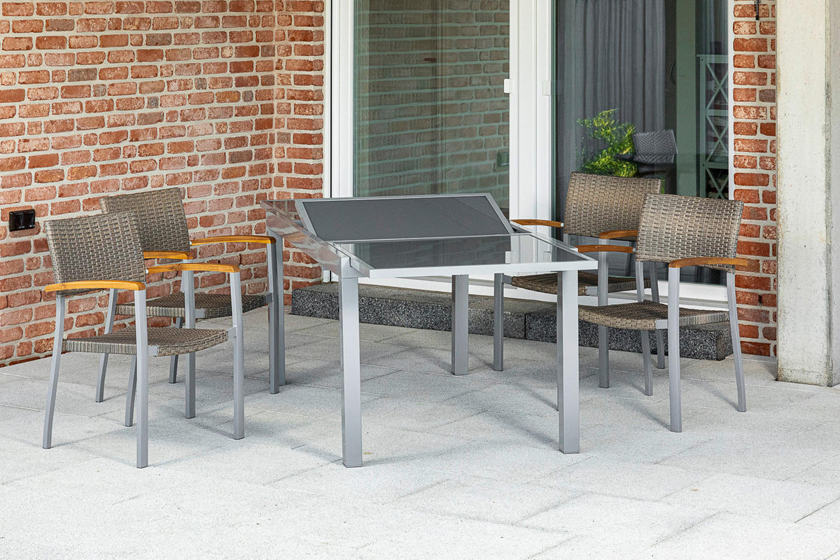GARTENSET Akazie massiv Aluminium  - Silberfarben/Grau, MODERN, Holz/Kunststoff - Gardenson
