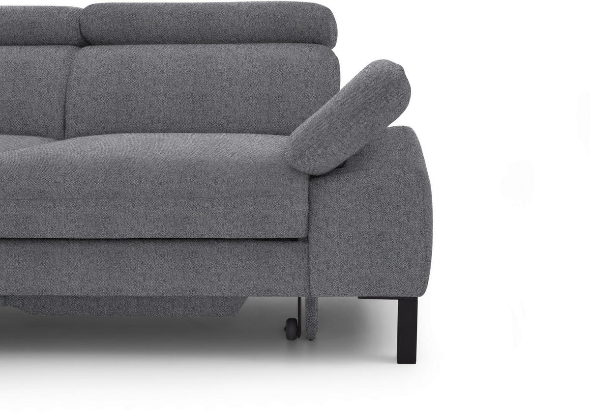 ECKSOFA in Flachgewebe Grau  - Schwarz/Grau, Design, Holzwerkstoff/Textil (217/272cm) - Pure Home Comfort
