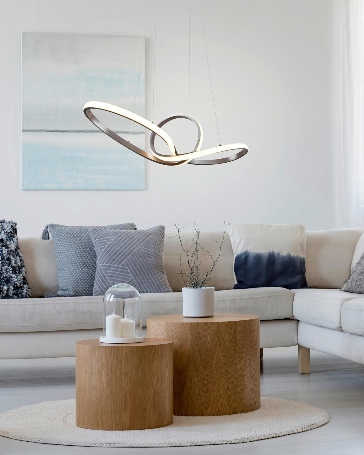 LED-HÄNGLAMPA 80/150/26,5 cm  - nickelfärgad, Design, metall (80/150/26,5cm) - P & B