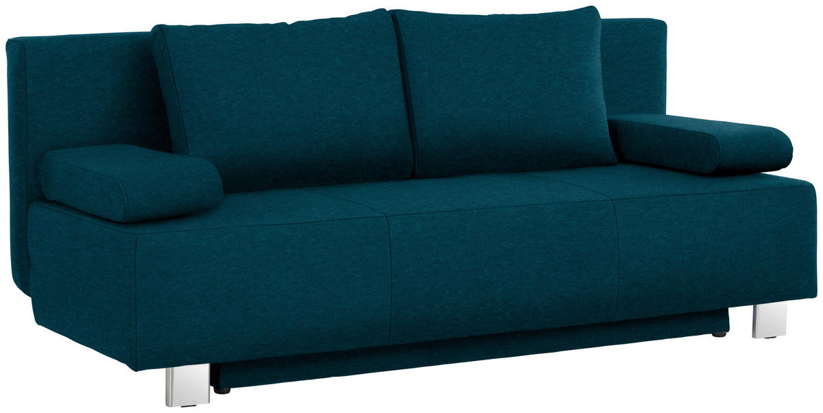 SCHLAFSOFA in Webstoff Petrol  - Chromfarben/Petrol, Design, Textil/Metall (197/88/89cm) - Xora