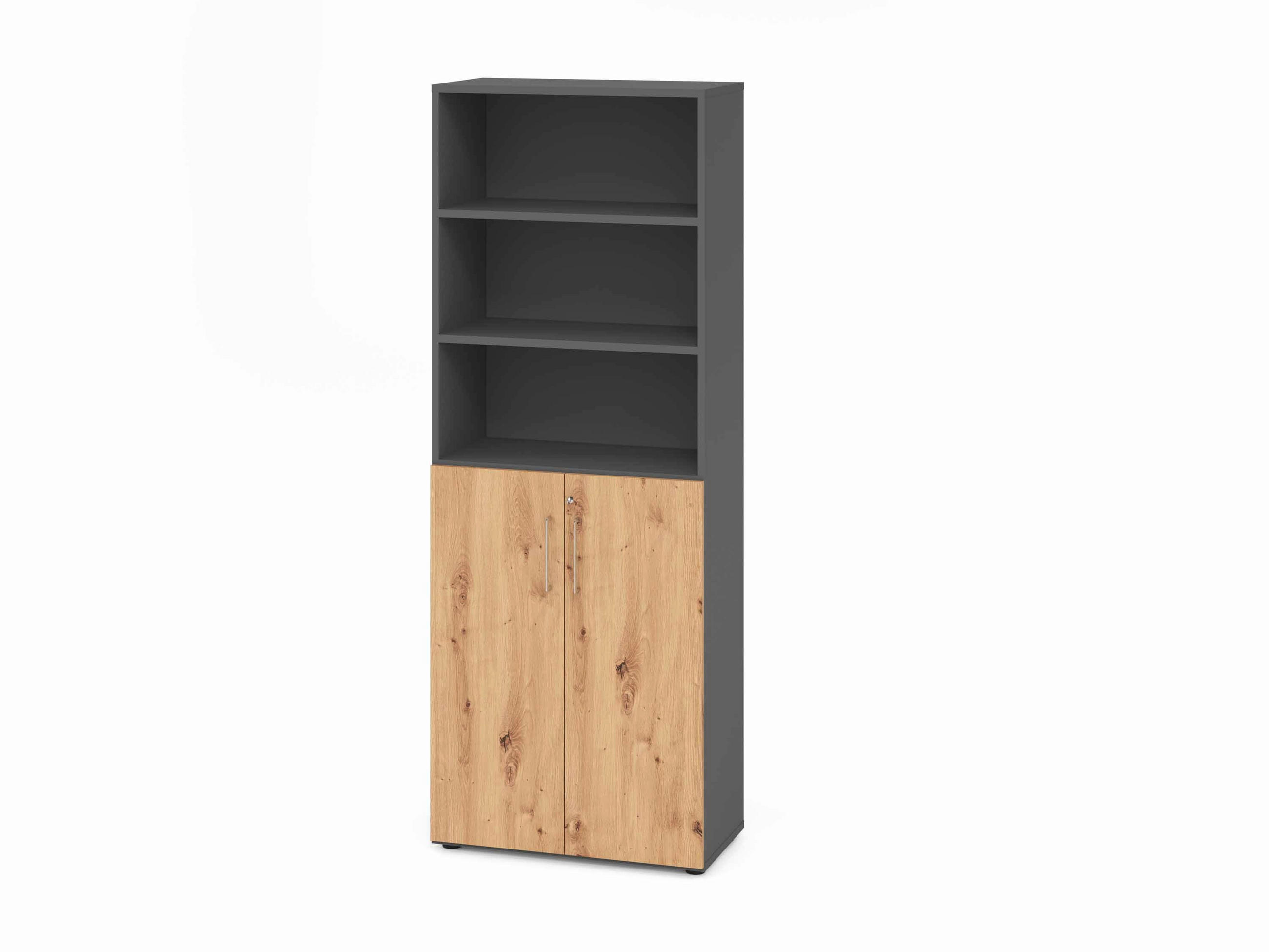 AKTENSCHRANK Graphitfarben, Eiche dunkel  - Eiche dunkel/Graphitfarben, Basics, Holzwerkstoff (80/215,6/41,7cm) - Venda