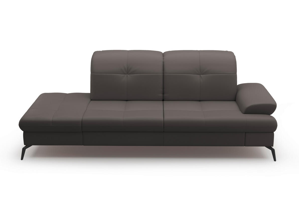 RÉCAMIERE in Vliesstoff Kombination Echtleder/Stoff Mokka  - Schwarz/Mokka, Konventionell, Leder/Textil (231/90/122cm) - Sit & More