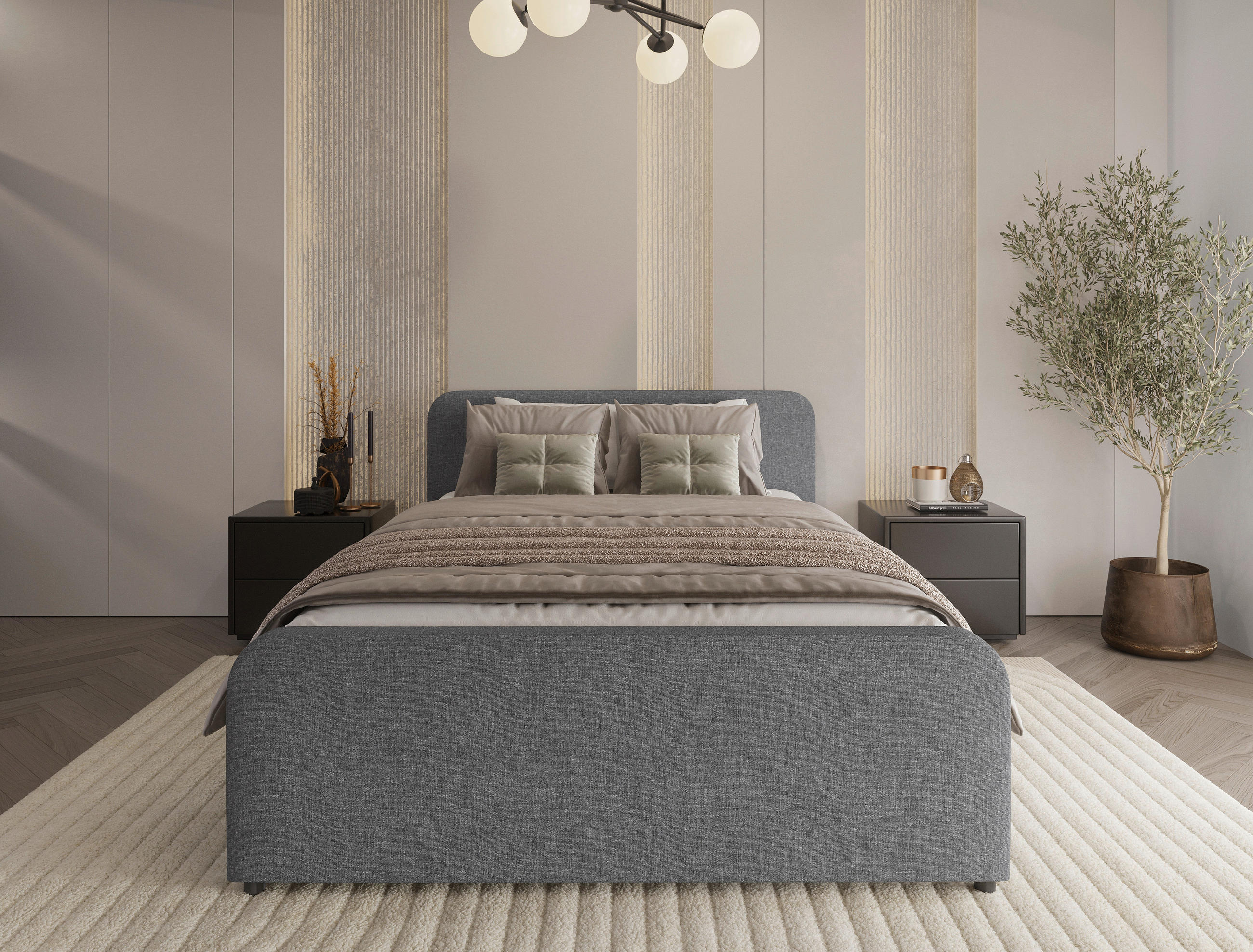 POLSTERBETT 140/200 cm  in Dunkelgrau  - Dunkelgrau/Schwarz, KONVENTIONELL, Holz/Textil (140/200cm) - Boxxx