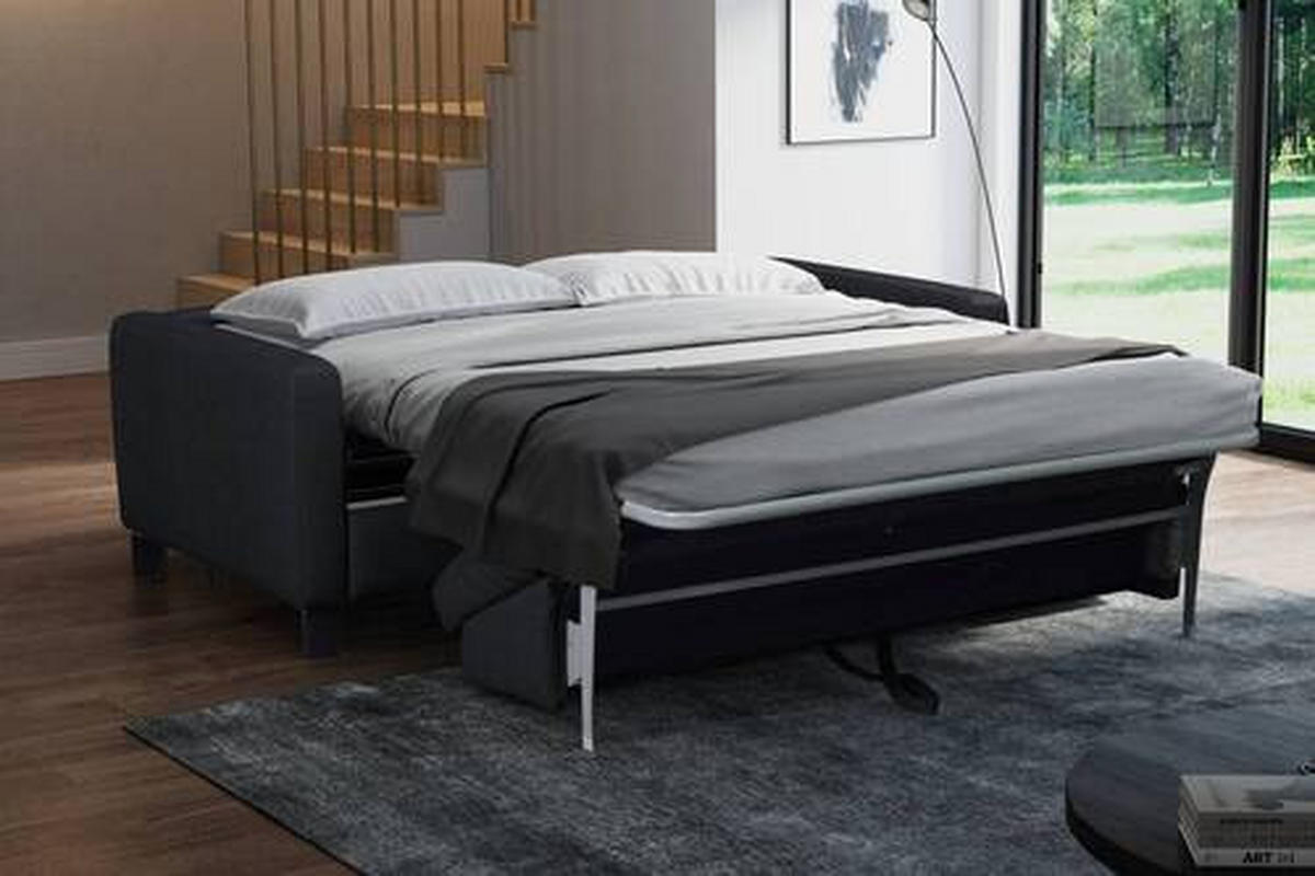 CANAPEA EXTENSIBILĂ textil, piele negru  - negru, Konventionell, metal/textil (190/87/100cm) - Celina Home
