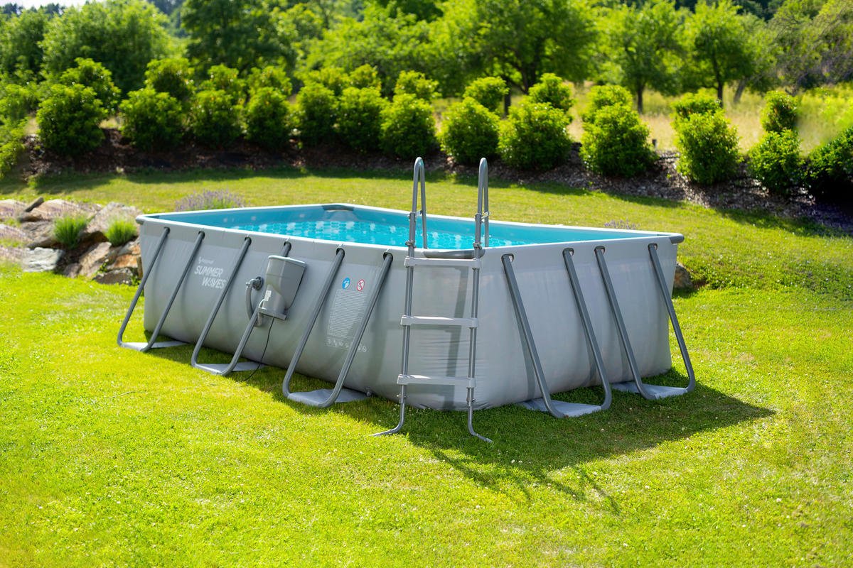 POOL-SET PGP4130739E-AN 200/100/400 cm  - Anthrazit, KONVENTIONELL, Kunststoff/Metall (200/100/400cm) - Ambia Garden