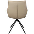 ARMLEHNSTUHL  Sitzfläche 360° drehbar, automatische Rückholfunktion  Echtleder  - Taupe/Schwarz, Design, Leder/Metall (60/89,5/64cm) - Novel