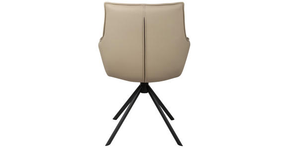 ARMLEHNSTUHL  Sitzfläche 360° drehbar, automatische Rückholfunktion  Echtleder  - Taupe/Schwarz, Design, Leder/Metall (60/89,5/64cm) - Novel