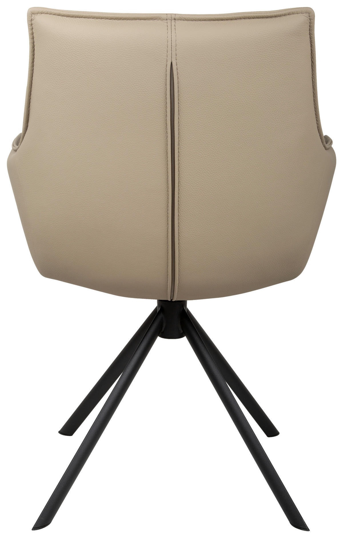 ARMLEHNSTUHL  Sitzfläche 360° drehbar, automatische Rückholfunktion  Echtleder  - Taupe/Schwarz, Design, Leder/Metall (60/89,5/64cm) - Novel