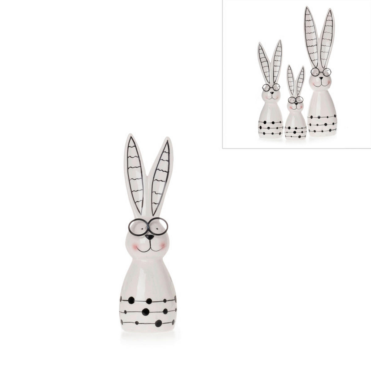 DEKOHASE - Schwarz/Weiß, LIFESTYLE, Keramik (5,5/5,5/19,5cm)