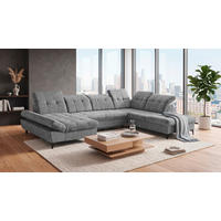 WOHNLANDSCHAFT MERCY in Mikrovelours Grau  - Schwarz/Grau, MODERN, Kunststoff/Textil (169/348/245cm) - MID.YOU