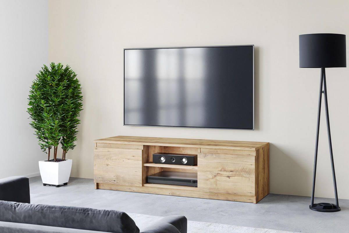 TV-SZEKRÉNY 120/35,5/38 cm  - fekete/gesztenyebarna, Design, műanyag/faalapú anyag (120/35,5/38cm) - P & B