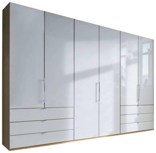FALTTÜRENSCHRANK in Weiss, Eichefarben  - Eiche Bianco/Weiss, Konventionell, Glas/Holzwerkstoff (300/216/58cm) - Venda