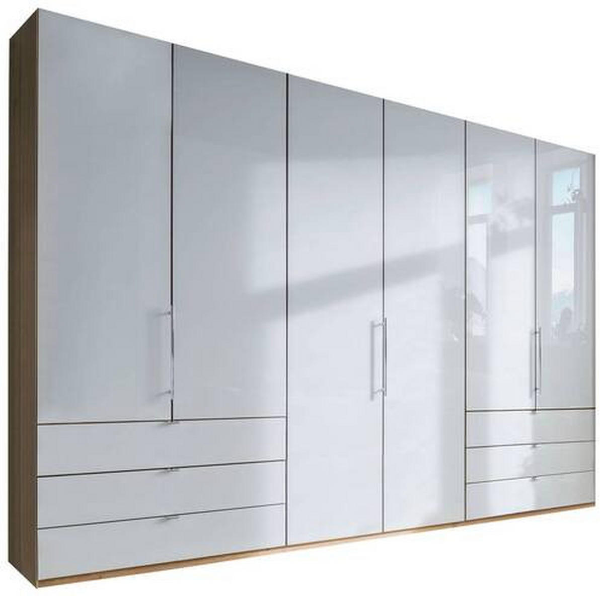 FALTTÜRENSCHRANK in Weiss, Eichefarben  - Eiche Bianco/Weiss, Konventionell, Glas/Holzwerkstoff (300/216/58cm) - Venda