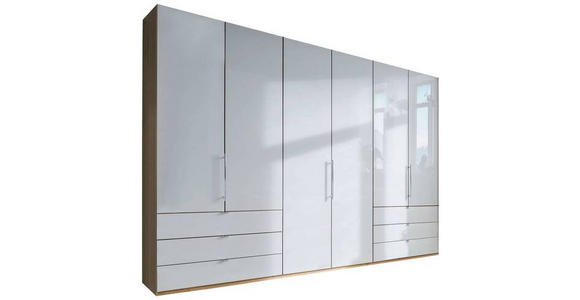 FALTTÜRENSCHRANK  in Weiß, Eichefarben  - Eiche Bianco/Eichefarben, KONVENTIONELL, Glas/Holzwerkstoff (300/216/58cm) - Venda