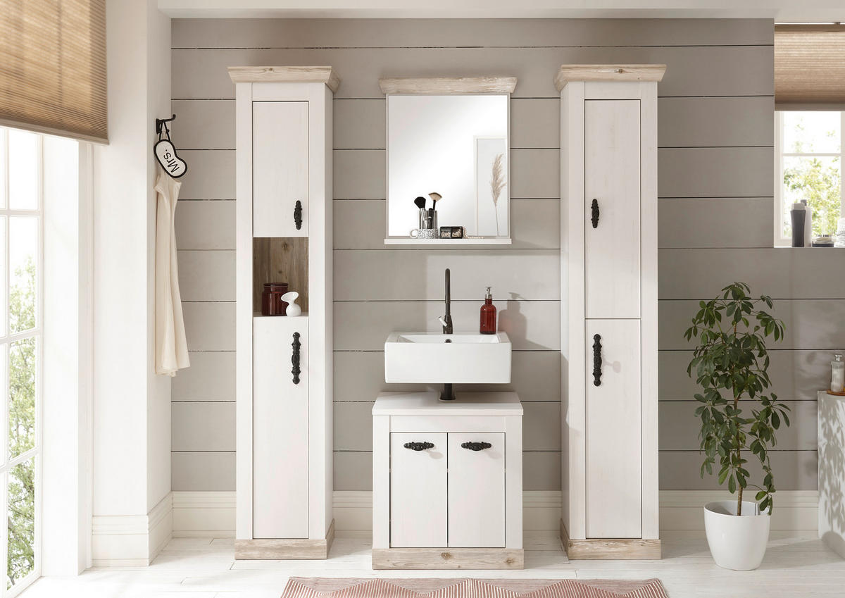 BADEZIMMER 4-teilig  in  - Schwarz/Pinienfarben, Design, Holzwerkstoff/Metall (184/200/46cm) - MID.YOU