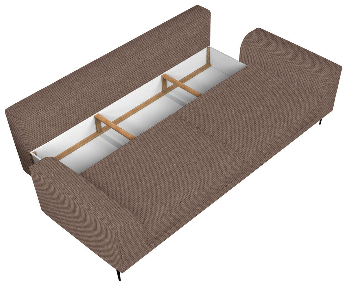 SCHLAFSOFA in Cord Braun  - Schwarz/Braun, Design, Textil/Metall (250/89/105cm) - Welnova