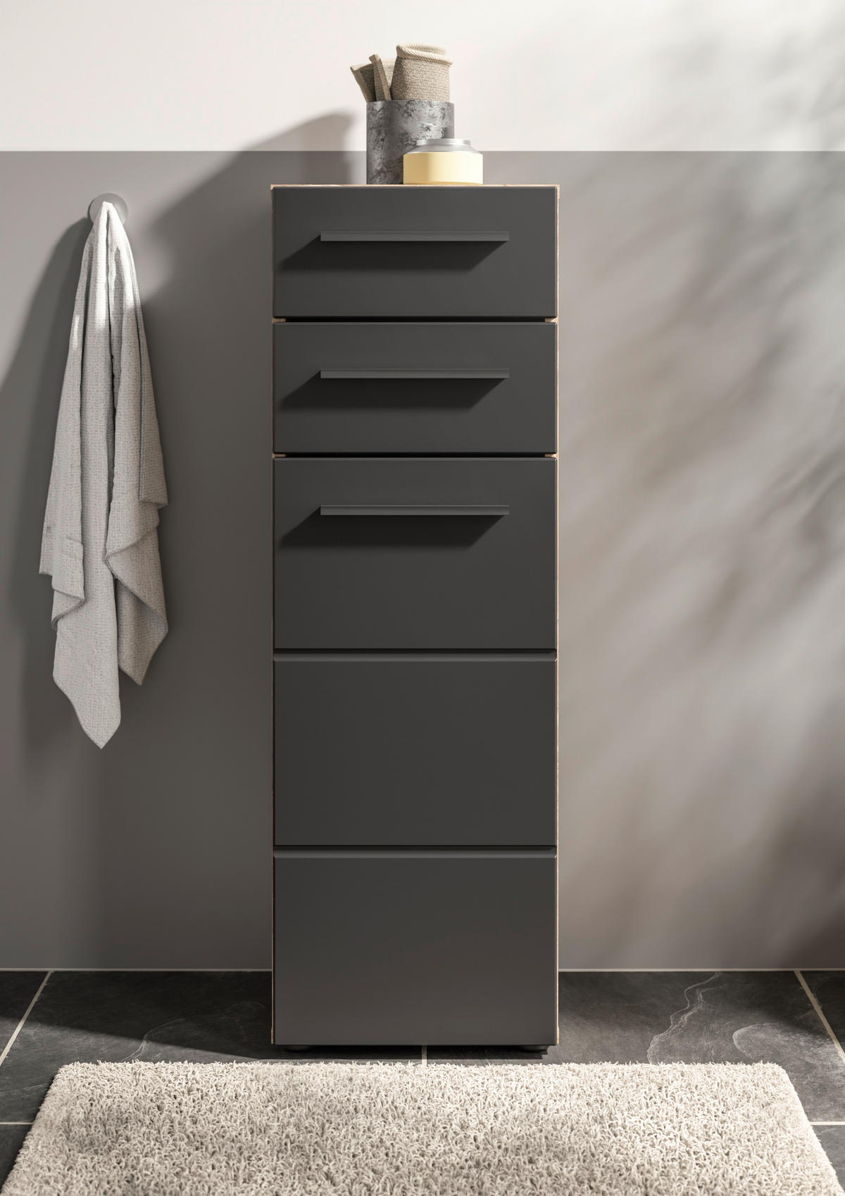 MIDISCHRANK 34/104/31 cm  - Eichefarben/Schwarz, Modern, Holzwerkstoff/Kunststoff (34/104/31cm) - MID.YOU