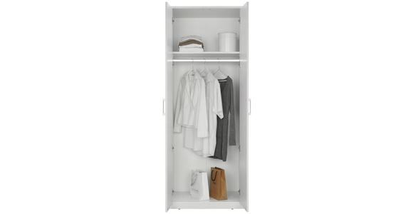 KLEIDERSCHRANK in Weiß - Silberfarben/Weiß, KONVENTIONELL, Holzwerkstoff/Metall (72/194/54cm) - Xora
