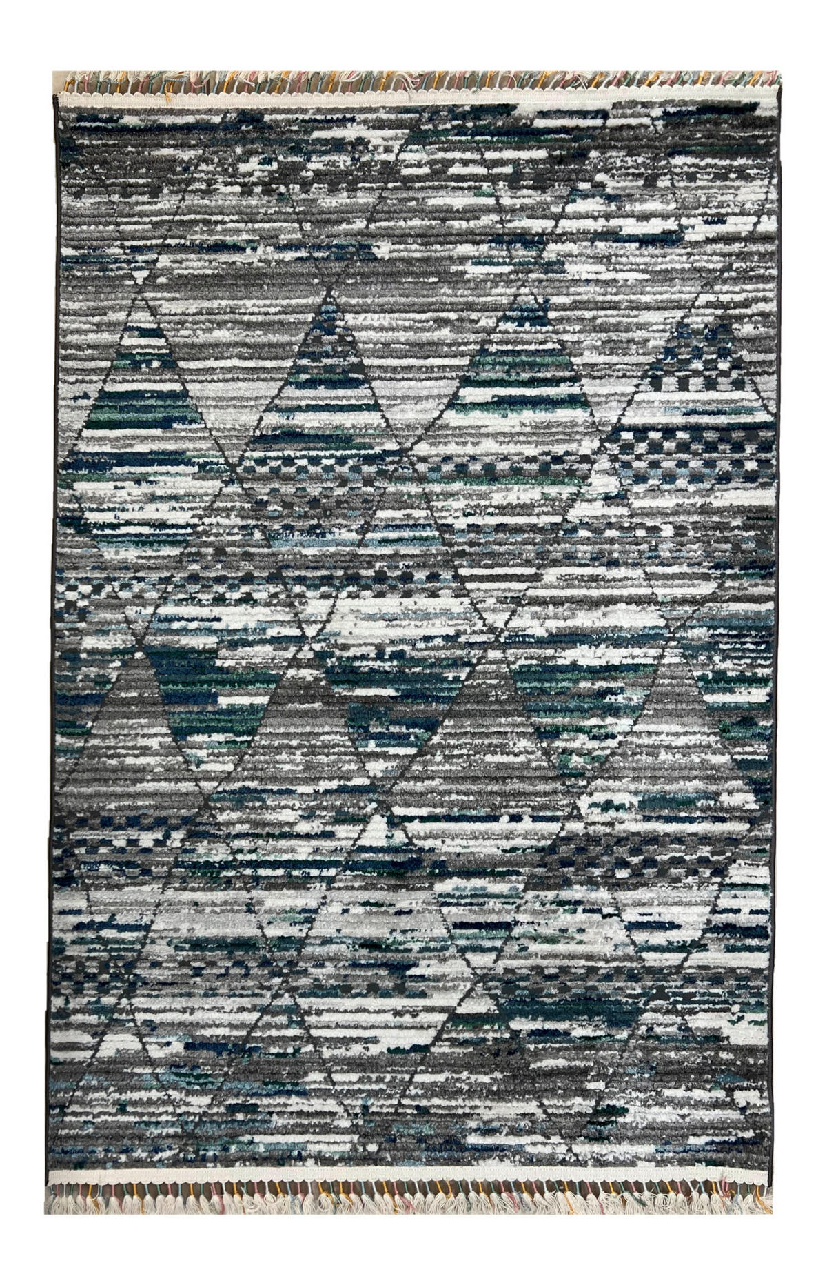 LÄUFER 80/300 cm Intense Grau, Weiß, Dunkelblau  - Weiß/Dunkelblau, KONVENTIONELL, Textil (80/300cm)