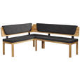 ECKBANK 155/195 cm Webstoff Schwarz, Eichefarben Eiche vollmassiv   - Eichefarben/Schwarz, KONVENTIONELL, Holz/Textil (155/195cm) - Linea Natura