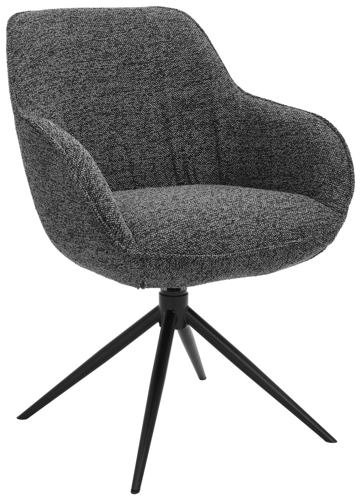 ARMLEHNSTUHL  in Eisen Leinenoptik  - Anthrazit/Schwarz, Design, Textil/Metall (64/84/61cm) - Novel