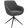 ARMLEHNSTUHL  Sitzfläche 360° drehbar, automatische Rückholfunktion Leinenoptik  - Anthrazit/Schwarz, Design, Textil/Metall (64/84/61cm) - Novel