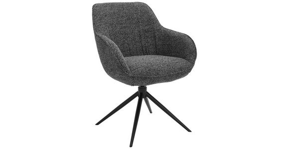 ARMLEHNSTUHL  Sitzfläche 360° drehbar, automatische Rückholfunktion Leinenoptik  - Anthrazit/Schwarz, Design, Textil/Metall (64/84/61cm) - Novel
