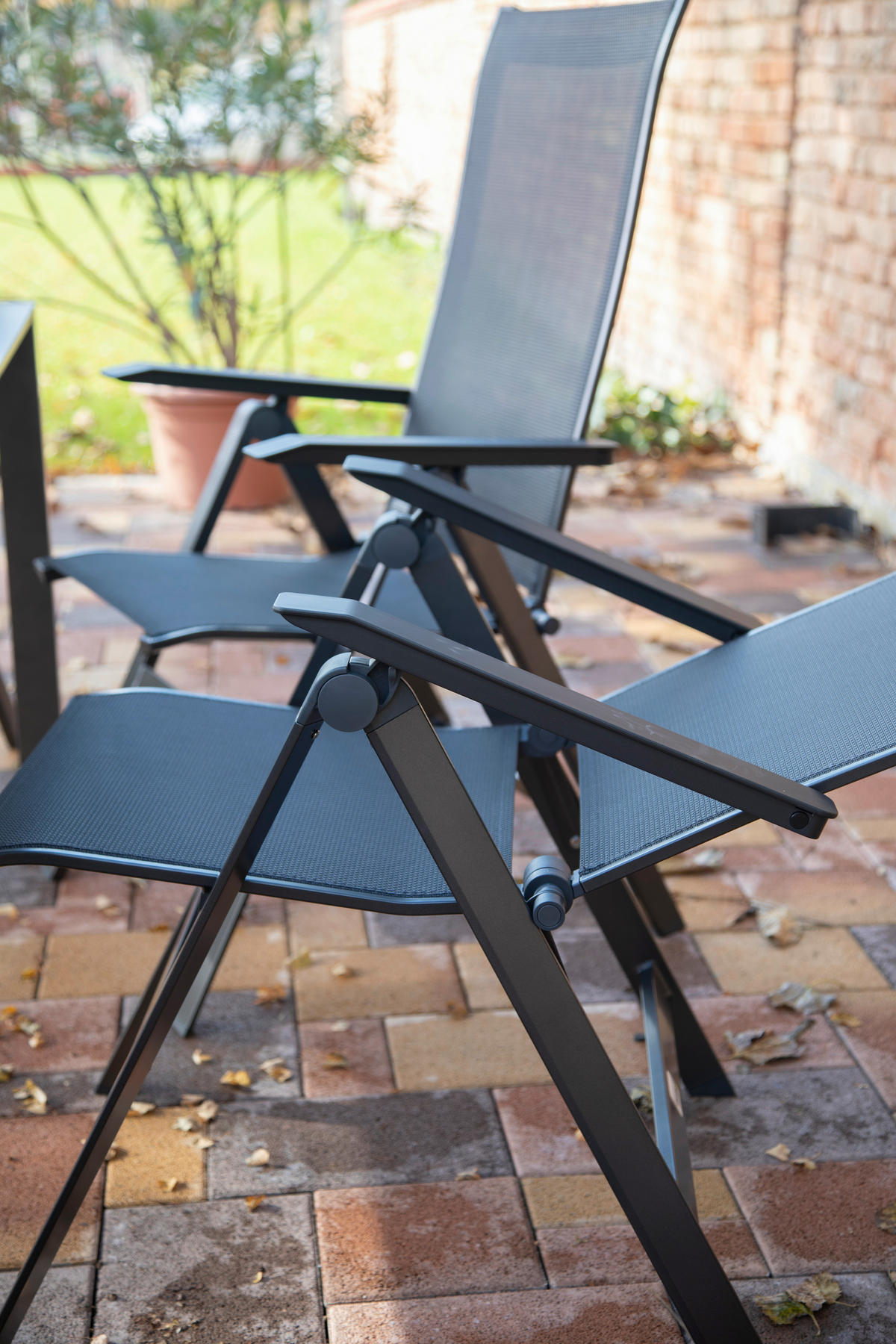 GARTENSET beschichtet Aluminium  - Anthrazit/Schwarz, Basics, Textil/Metall (160+60/98/74cm) - Acamp