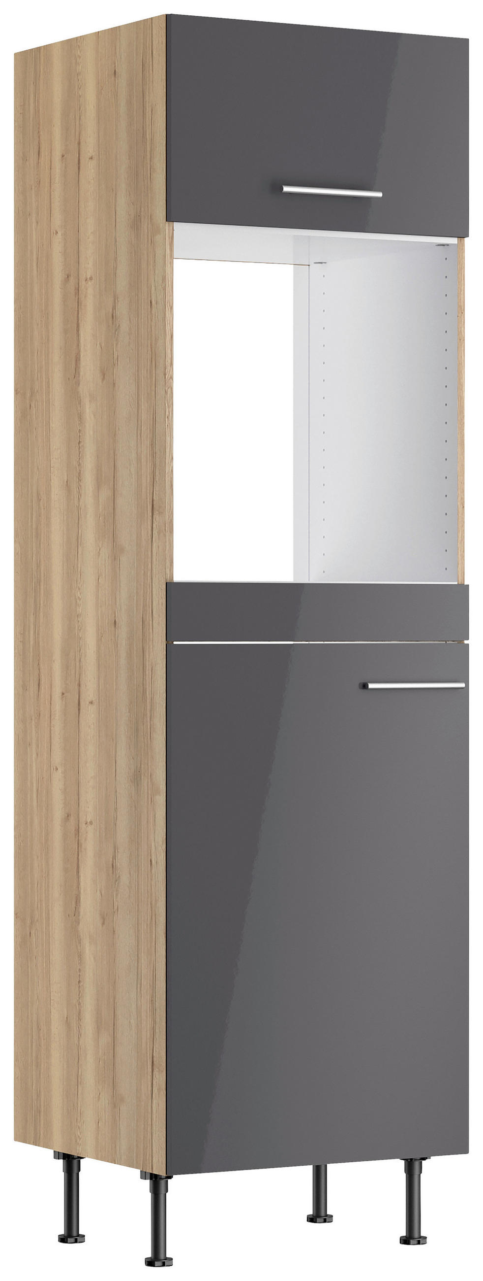 KÜCHENBLOCK 270 cm   in Anthrazit, Eichefarben  - Edelstahlfarben/Eichefarben, Basics, Holzwerkstoff/Metall (270cm) - Optifit