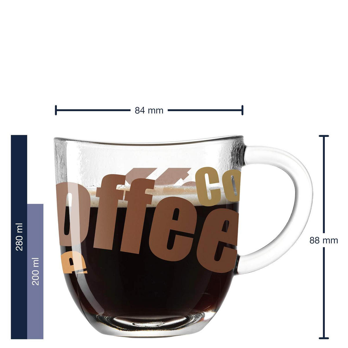 KAFFEEGLÄSERSET Napoli 6-teilig  - Transparent/Braun, KONVENTIONELL, Glas (280ml) - Leonardo