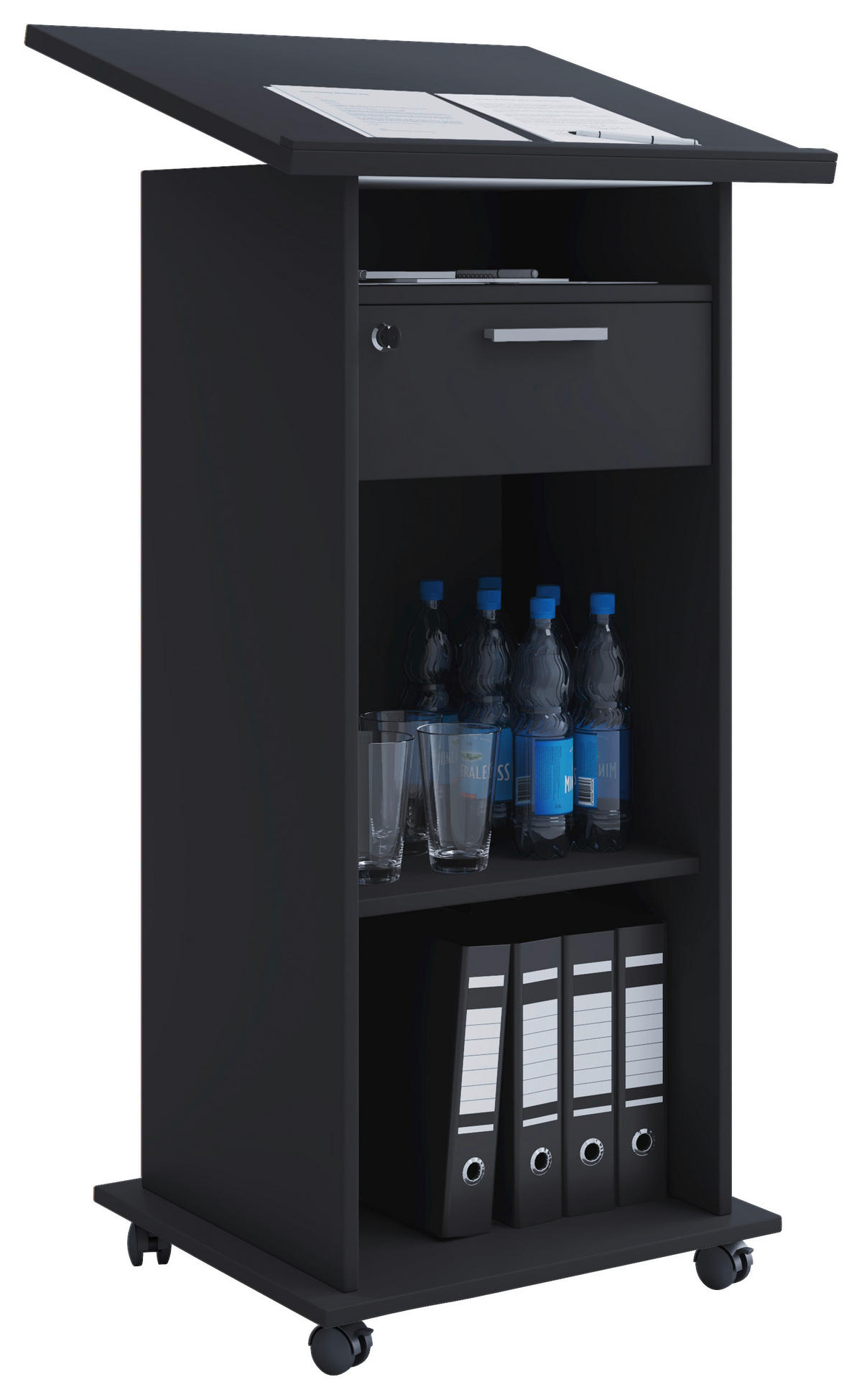 LUTRIN 60/50/120 cm noir  - noir, Basics, matériau de bois (60/50/120cm) - MID.YOU