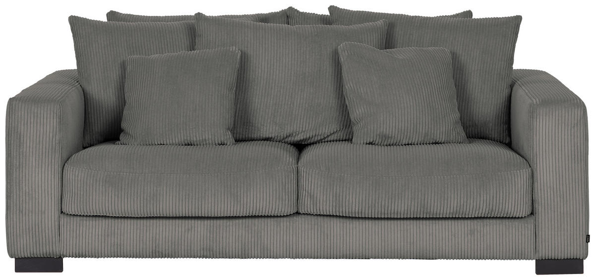 2,5-SITZER  in Cord Dunkelgrau  - Dunkelgrau/Schwarz, KONVENTIONELL, Holz/Textil (203/83/126cm) - Hom`in