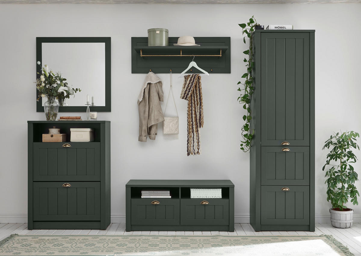 GARDEROBE 5-teilig  in 283/204/43 cm  - Dunkelgrün, Design, Holzwerkstoff (283/204/43cm) - Modante