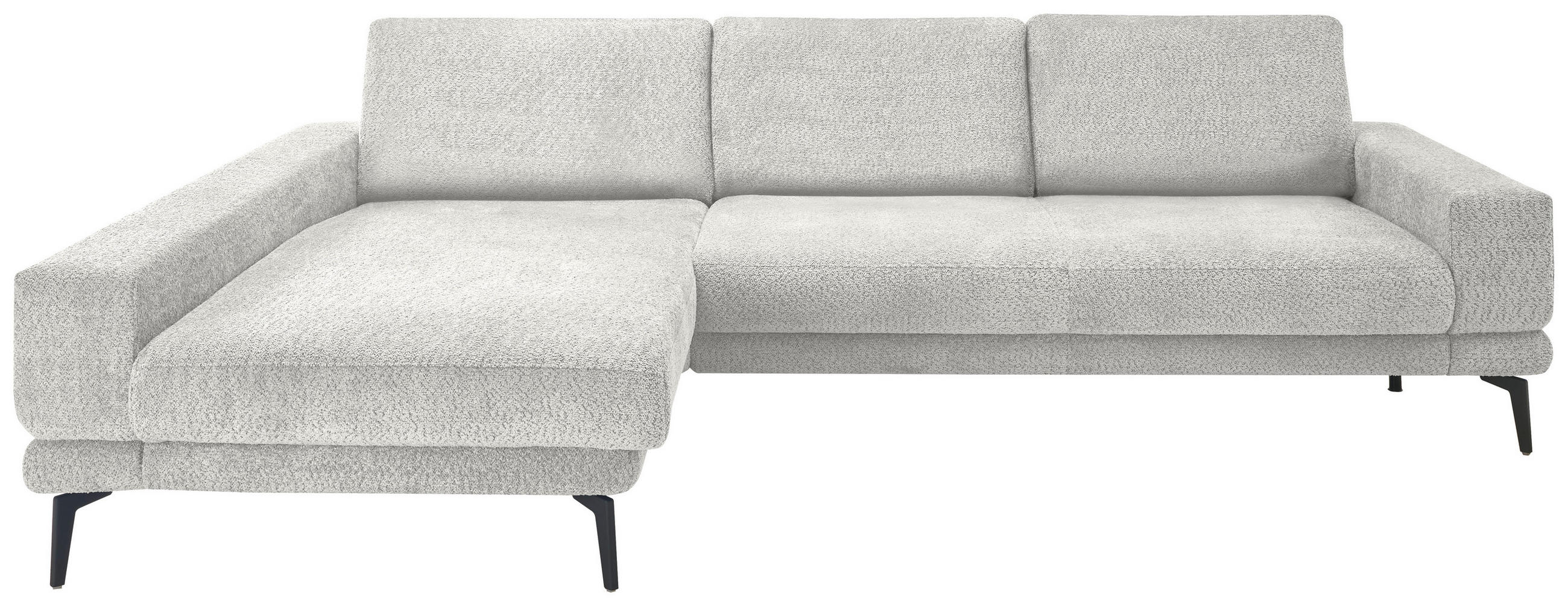 ECKSOFA Hellgrau Chenille  - Hellgrau/Schwarz, KONVENTIONELL, Textil/Metall (184/294cm) - SetOne by Musterring