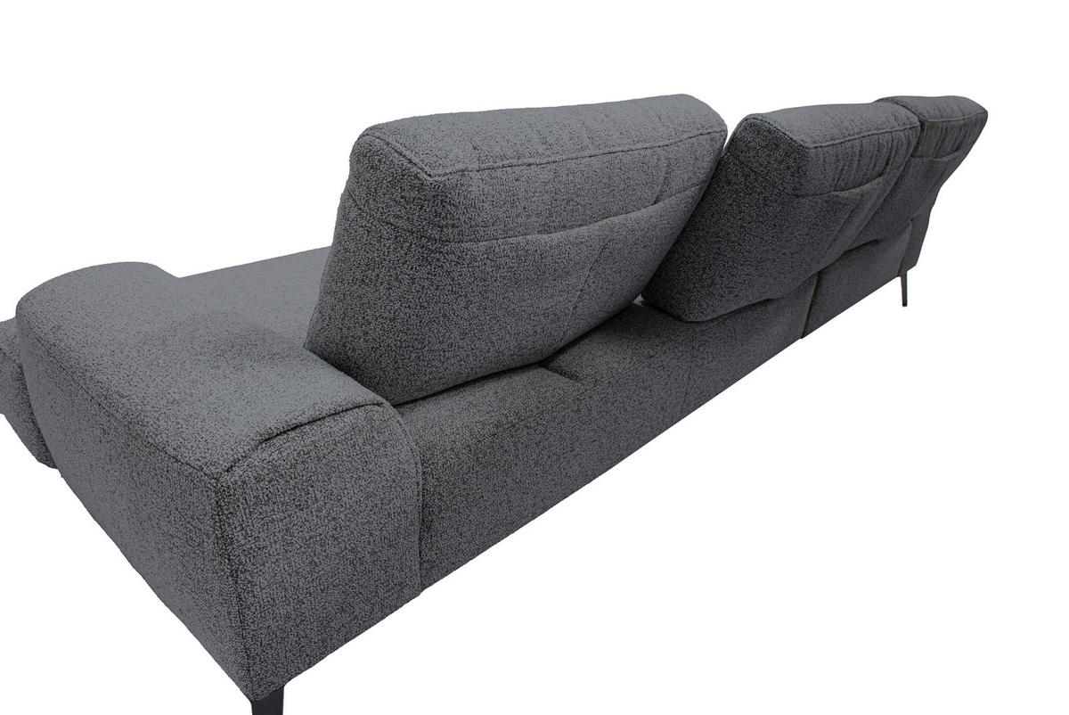 ECKSOFA in Flachgewebe Dunkelgrau  - Dunkelgrau/Schwarz, Design, Textil/Metall (178/305cm) - Livetastic