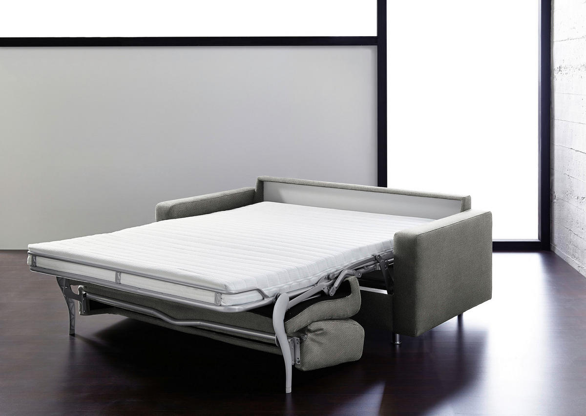 SCHLAFSOFA in Textil Grau  - Chromfarben/Grau, Design, Textil/Metall (195/84/100cm) - Bali
