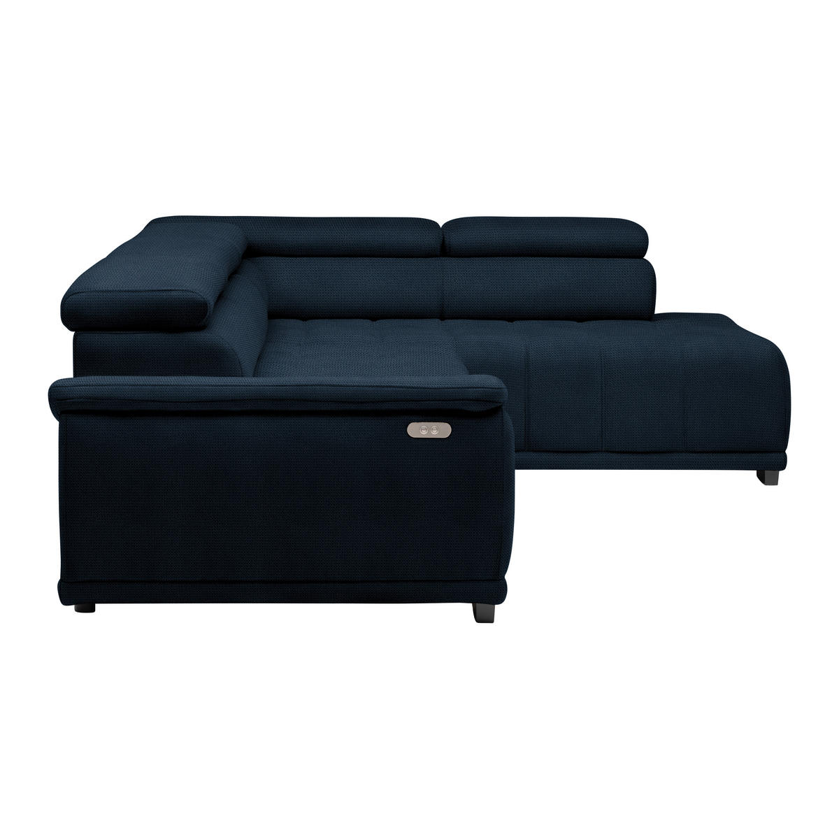 HÖRNSOFFA i chenille, vävt tyg mörkblå  - svart/mörkblå, Modern, textil/plast (283/106cm) - MID.YOU