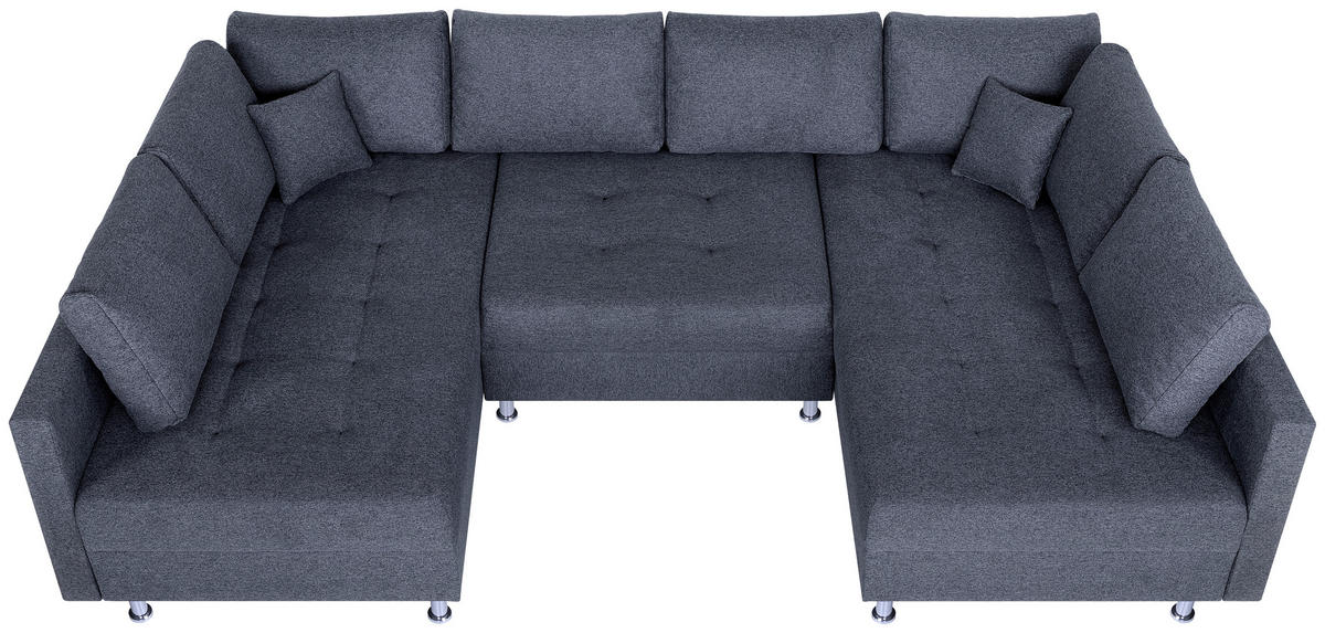 WOHNLANDSCHAFT Anthrazit Webstoff  - Chromfarben/Anthrazit, Design, Textil (192/308/192cm) - P & B