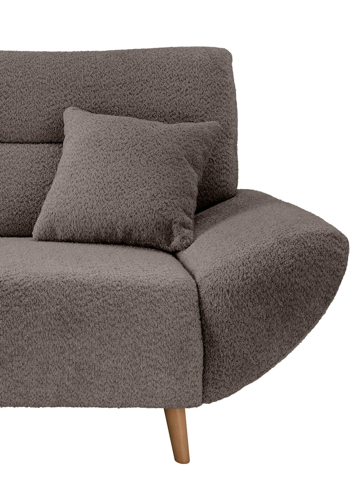 ECKSOFA Taupe Bouclé  - Taupe/Wildeiche, KONVENTIONELL, Holz/Textil (166cm) - MID.YOU