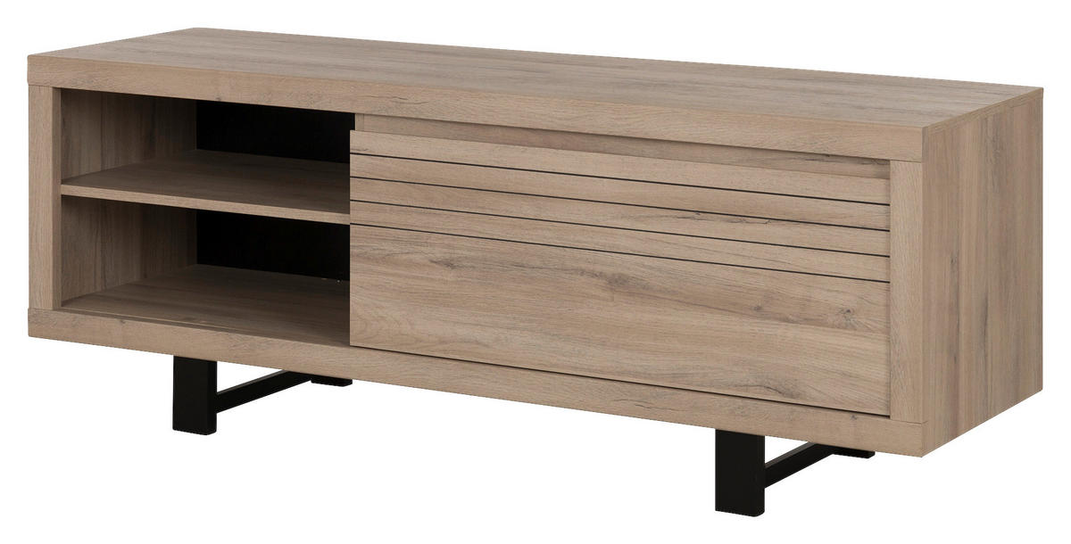 TV-ELEMENT - Eichefarben/Schwarz, MODERN, Holzwerkstoff (160/60/48cm) - MID.YOU