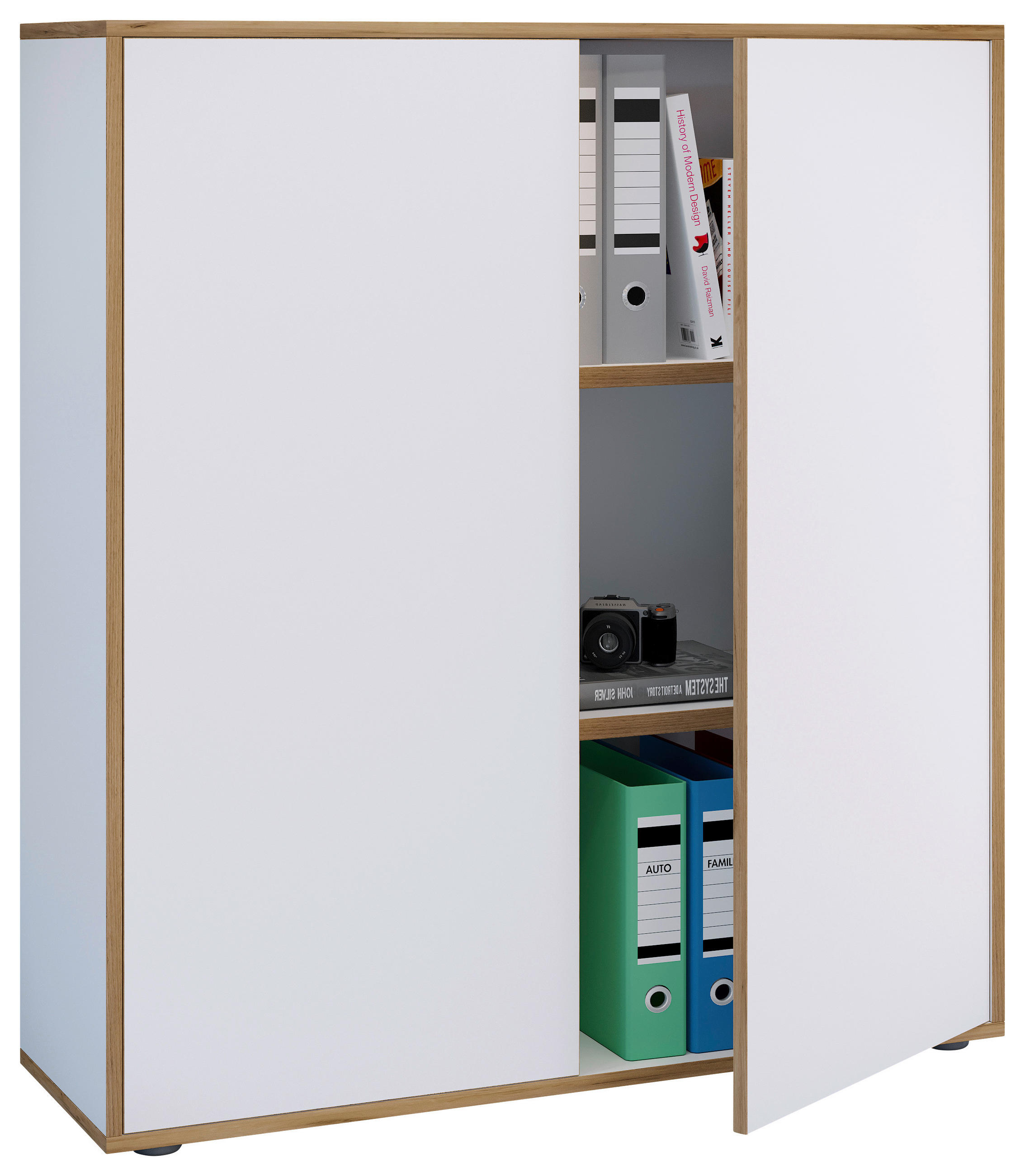 AKTENSCHRANK 100/110/33 cm  - Honigeiche/Weiss, Design, Holzwerkstoff (100/110/33cm) - MID.YOU