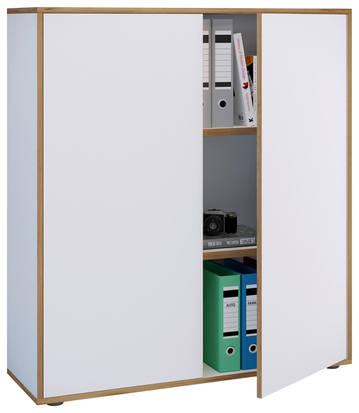 AKTENSCHRANK 100/110/33 cm  - Honigeiche/Weiss, Design, Holzwerkstoff (100/110/33cm) - MID.YOU