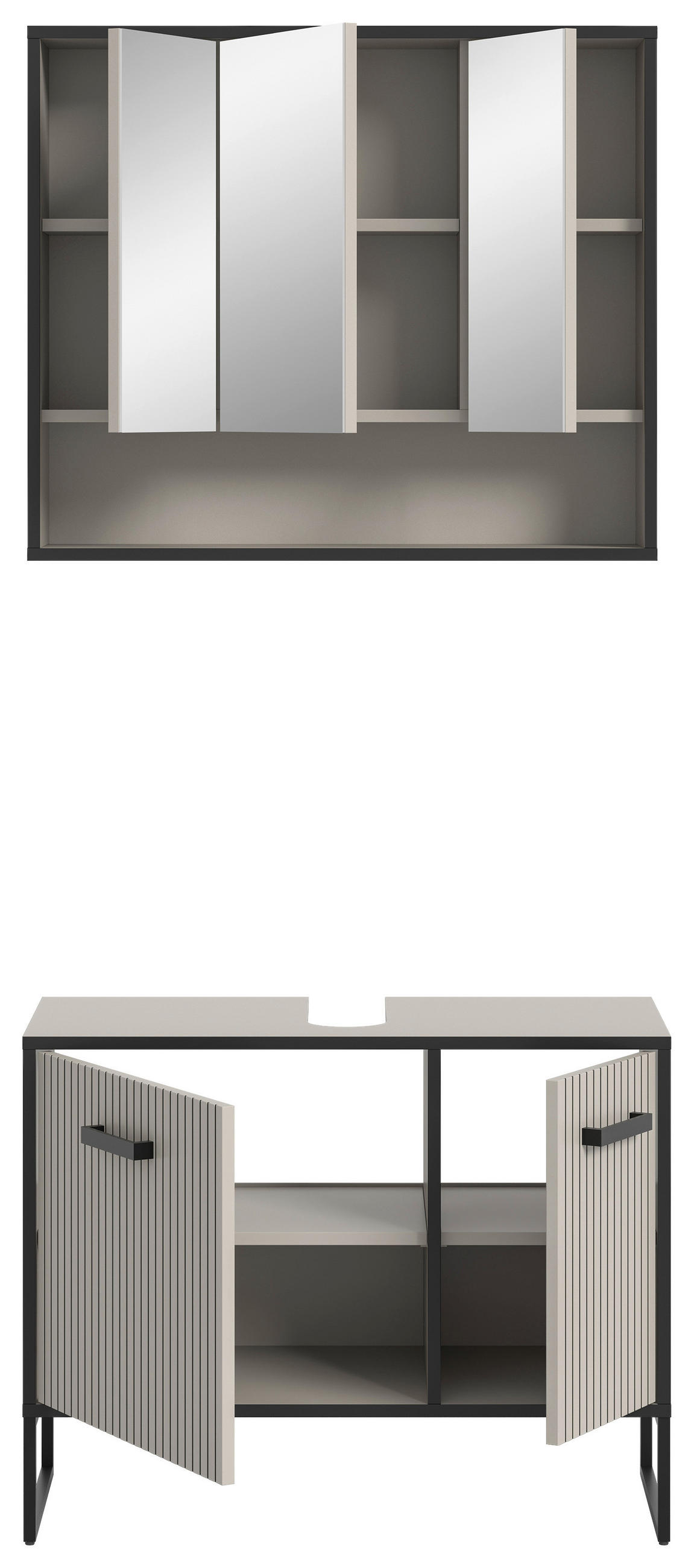 Thumbnail - Mid.you Badezimmer, Schwarz, Kaschmir, Metall, 2-teilig, 3 Fächer, 80 cm, FSC Mix, stehend, Badezimmer, Badmöbelsets & B...