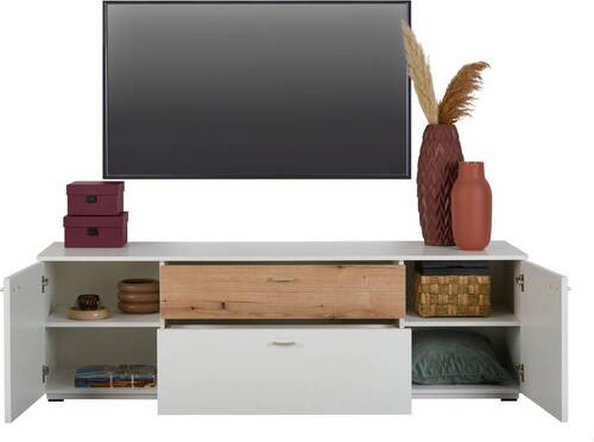 LOWBOARD  in 180/55/50 cm  - Eichefarben/Silberfarben, Design, Holzwerkstoff/Kunststoff (180/55/50cm) - Stylife