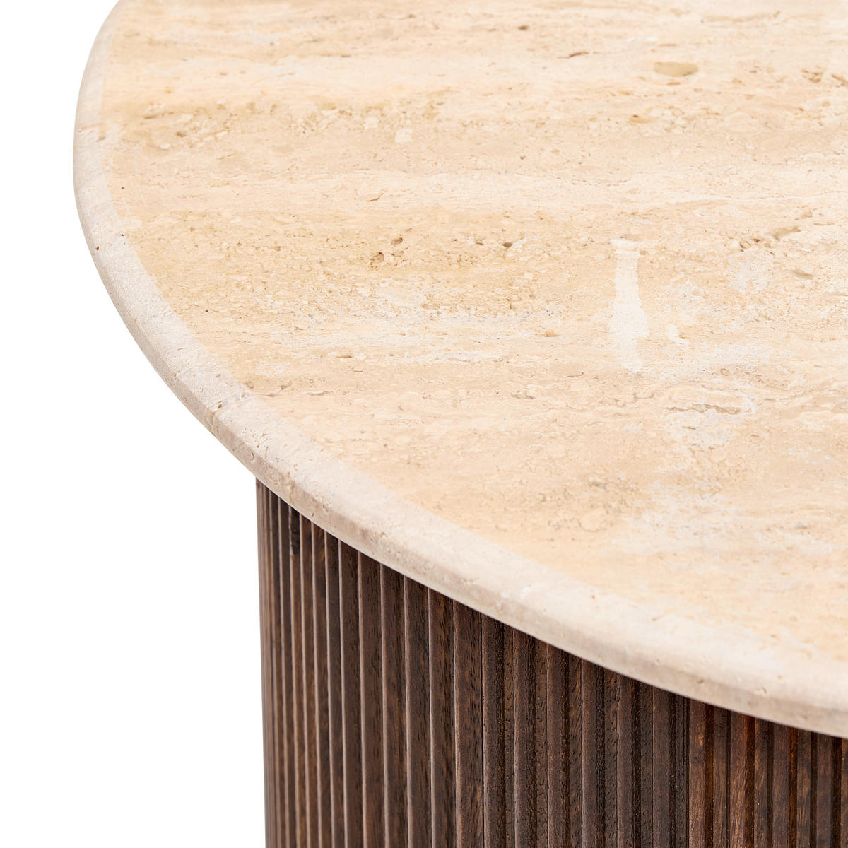 COUCHTISCH Mangoholz vollmassiv 60/60/45 cm rund Dunkelbraun, Beige  - Dunkelbraun/Beige, Design, Holz/Stein (60/60/45cm) - Livetastic