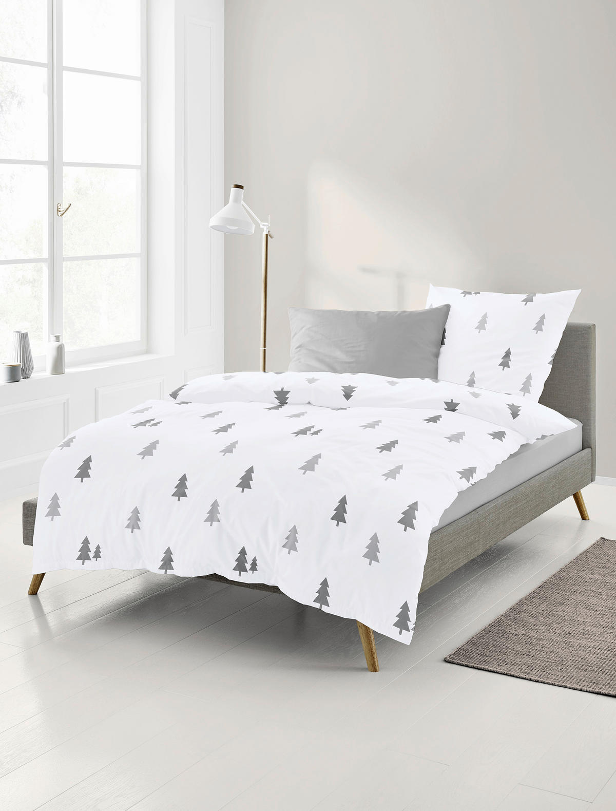 BETTWÄSCHE Makosatin 155/220 cm  - Grauweiß, Design, Textil (155/220cm) - Bierbaum
