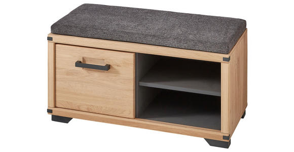 GARDEROBENBANK  in 85,1/44,6/40,5 cm  - Anthrazit/Graphitfarben, Natur, Holz/Textil (85,1/44,6/40,5cm) - Linea Natura