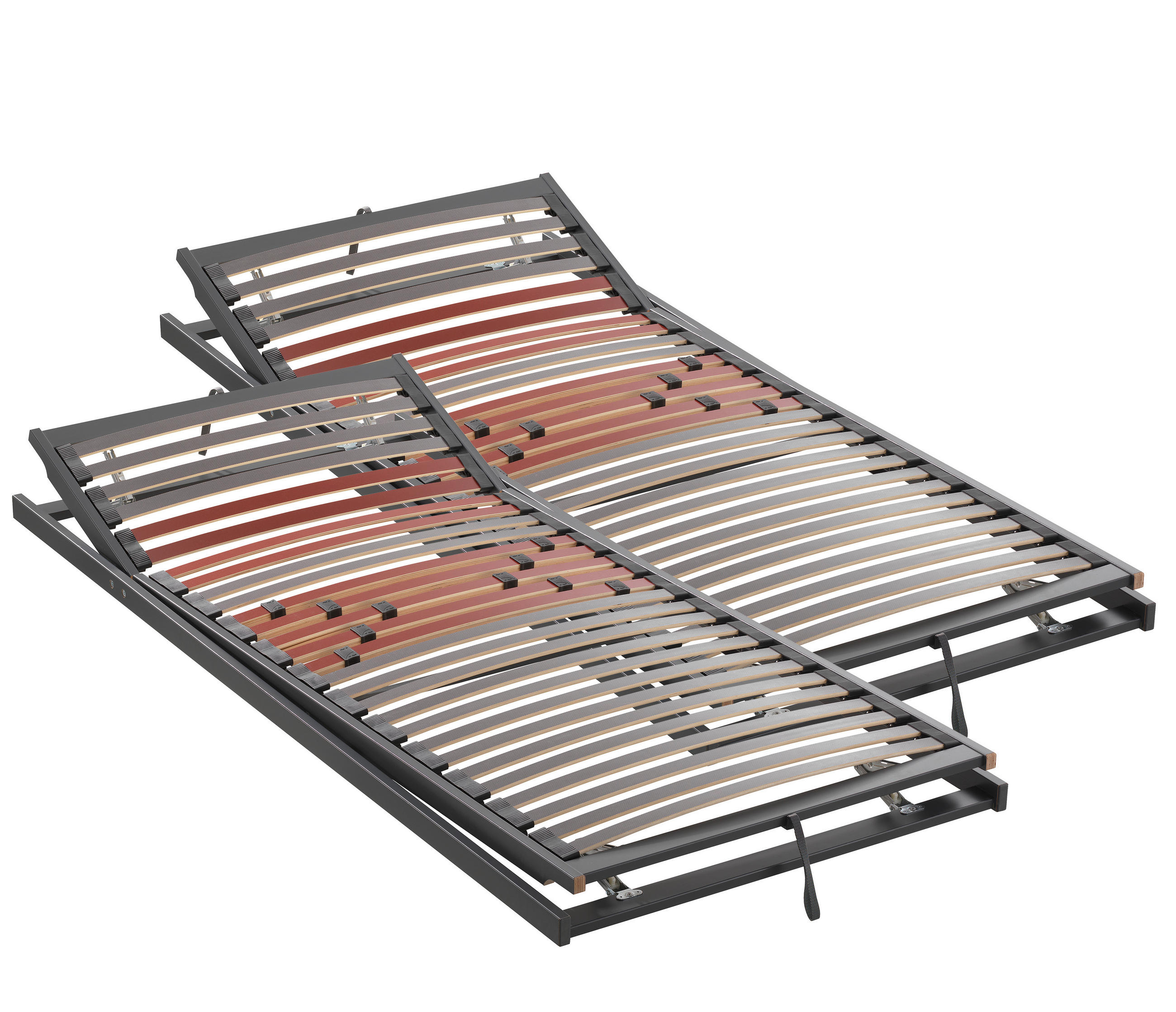 LATTENROSTSET TOPFORM SPRINT KF 200/200 cm Kopfteil, Fußteil verstellbar, Birke  - Graubraun/Rot, Basics, Holz (200/200cm) - Novel