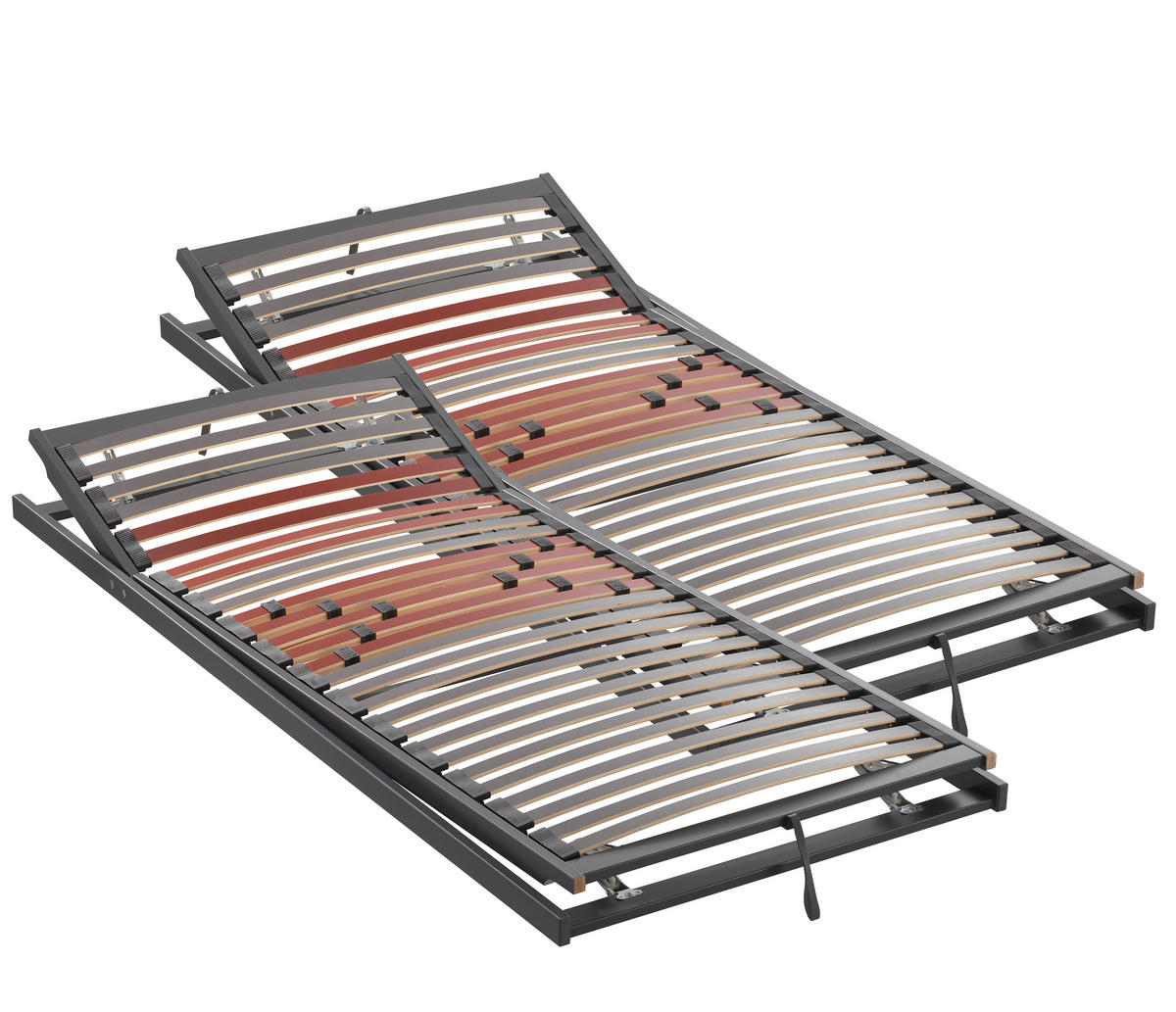 LATTENROSTSET TOPFORM SPRINT KF 200/200 cm Kopfteil, Fußteil verstellbar, Birke  - Graubraun/Rot, Basics, Holz (200/200cm) - Novel